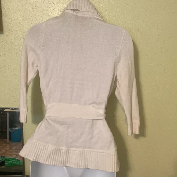 Bcbg white belted cardigan - Picture 2 of 4